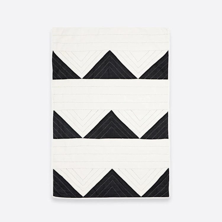 "Small Triangle Quilt Throw - Charcoal" - Blankets and Throws in black by Anchal
