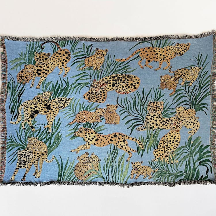 "Blue Cheetahs Blanket" - Blankets and Throws in blue by Olivia Wendel