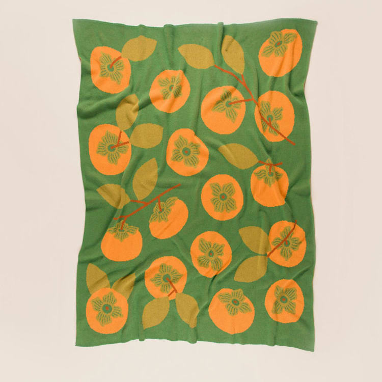 "Persimmon Throw Blanket" - Blankets and Throws in green by Superstitchous