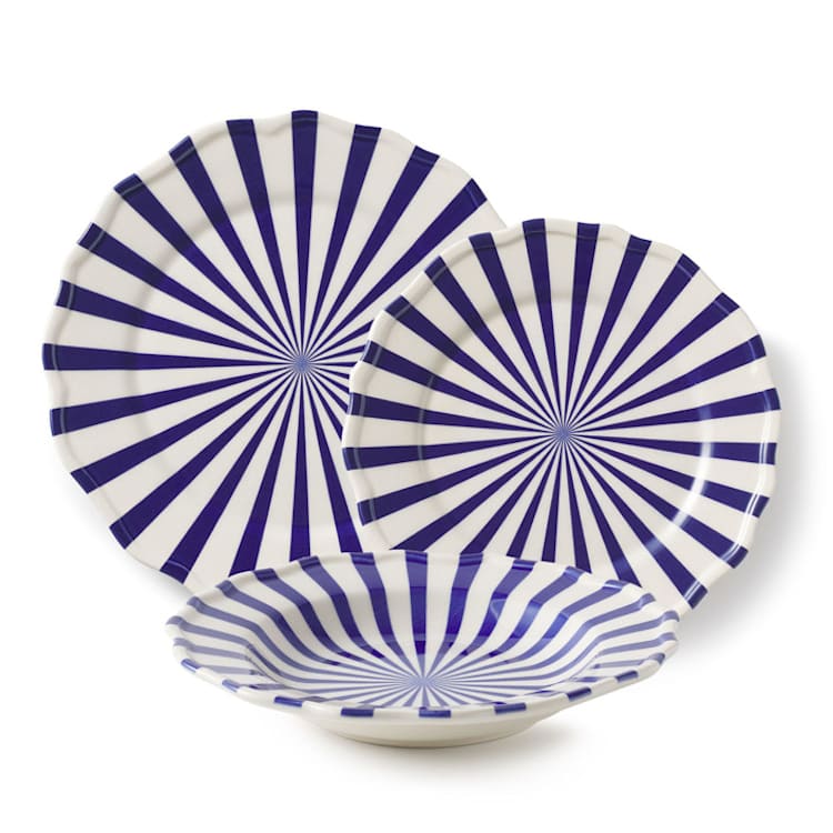"Mafalda 12 Piece Set with Pasta Bowl" - Dining Bowls in blue by Maison Madison