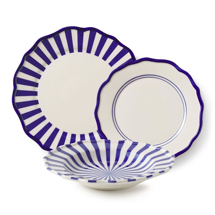 "Mixed 12 Piece Dinnerware Set with Pasta Bowl 3" - Dining Bowls in blue by Maison Madison