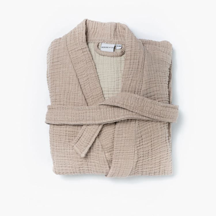 "Alaia Robe - Mushroom Oatmeal (S/M)" - Bath Robes in natural by HOUSE NO.23