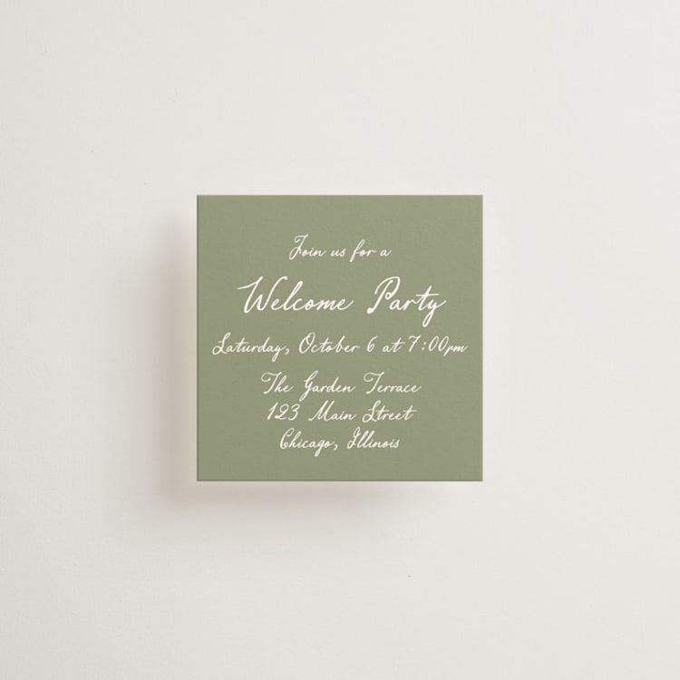 "Handwritten" - Mini Enclosure Cards in Moss by Cass Loh - Front