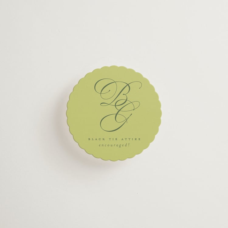 "Carlyle" - Mini Enclosure Cards in Chartreuse by Everett Paper Goods - Front