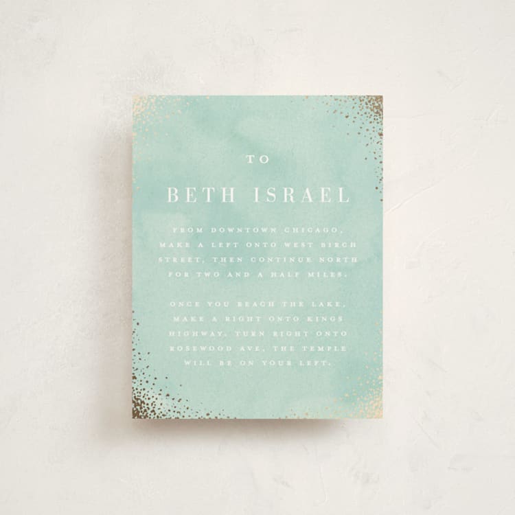 "Graceful" - Mitzvah Reception Cards in Aquamarine by Julia Hall - Front