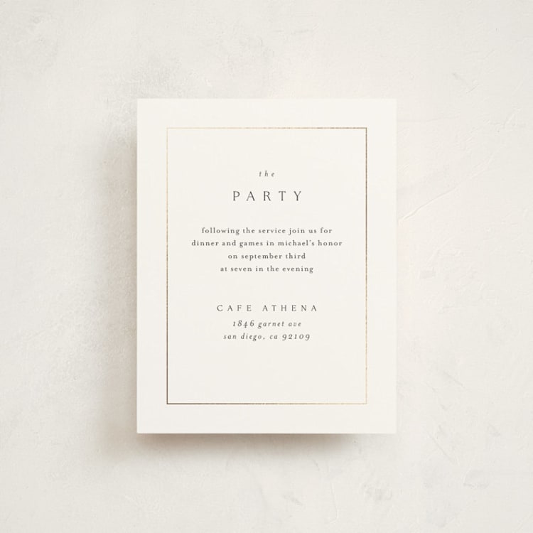 "Framed Monogram" - Mitzvah Reception Cards in Silk by Kelly Schmidt - Front