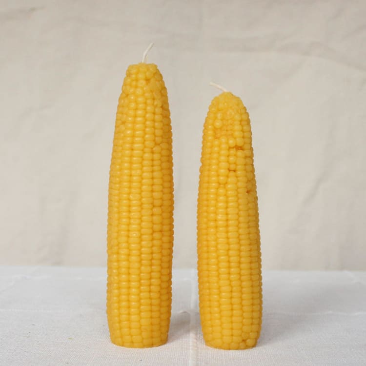 "Sweet Maiz - Corn Beeswax Candle Set" - Candles and Holders in yellow by Happy Organics