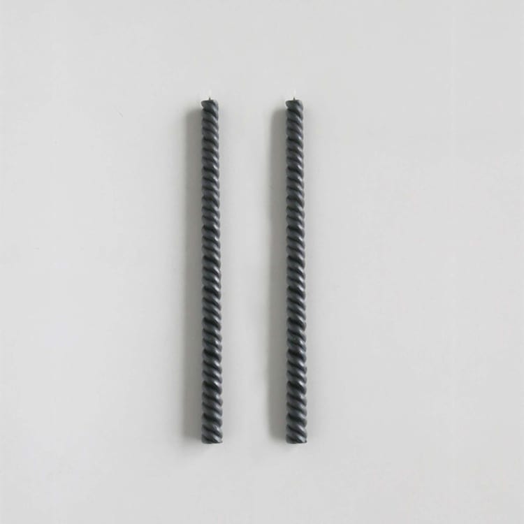 "SET OF 2 - HELIX TAPERS // SLATE" - Candles and Holders in gray by borrowed BLU