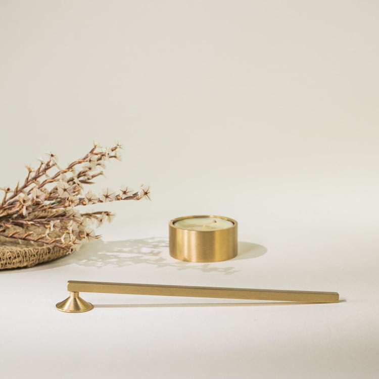 "Brass Tealight Holder with Candle Snuffer - Set of 2" - Candles and Holders in brass by Roarcraft