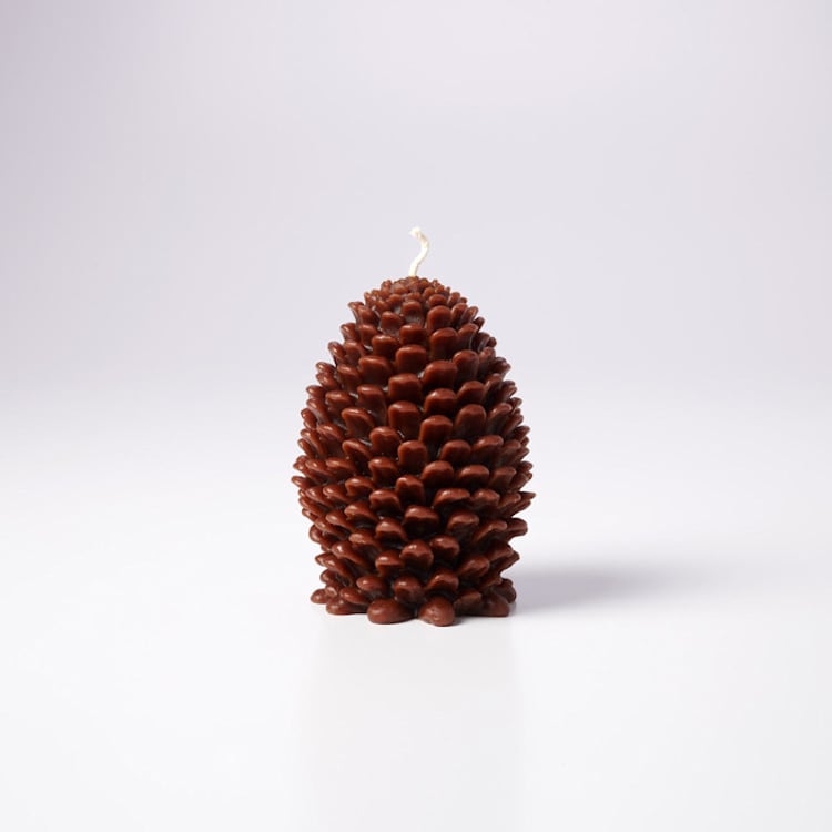 "Jumbo Cone 100% Beeswax Sculptural Candle - Espresso" - Candles and Holders in brown by Jessie Green