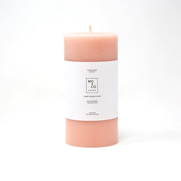"3x6 Inch, Pink Rose, Beeswax Pillar Candle" - Candles and Holders in pink by MoAndCo Home
