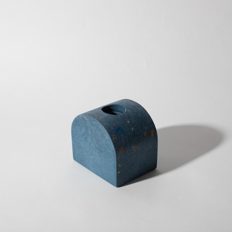 "Cobalt Terrazzo Block Candlestick Holder, Arch" - Candles and Holders in blue by Pretti.Cool