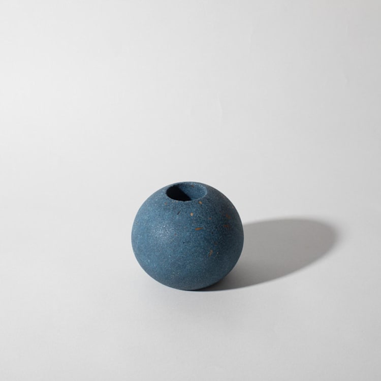 "Cobalt Terrazzo Block Candlestick Holder, Sphere" - Candles and Holders in blue by Pretti.Cool