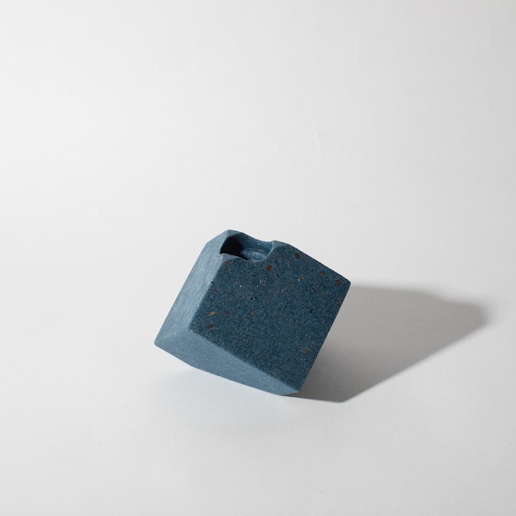 "Cobalt Terrazzo Block Candlestick Holder, Cube" - Candles and Holders in blue by Pretti.Cool