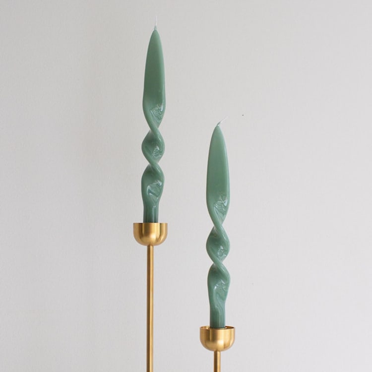 "Taper Candle Set (SAGE)" - Candles and Holders in green by the parmatile shop