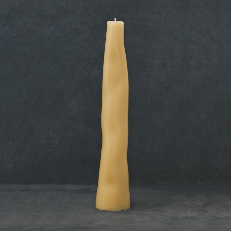 "Natural Wobble Column" - Candles and Holders in yellow by Danielle Gaito