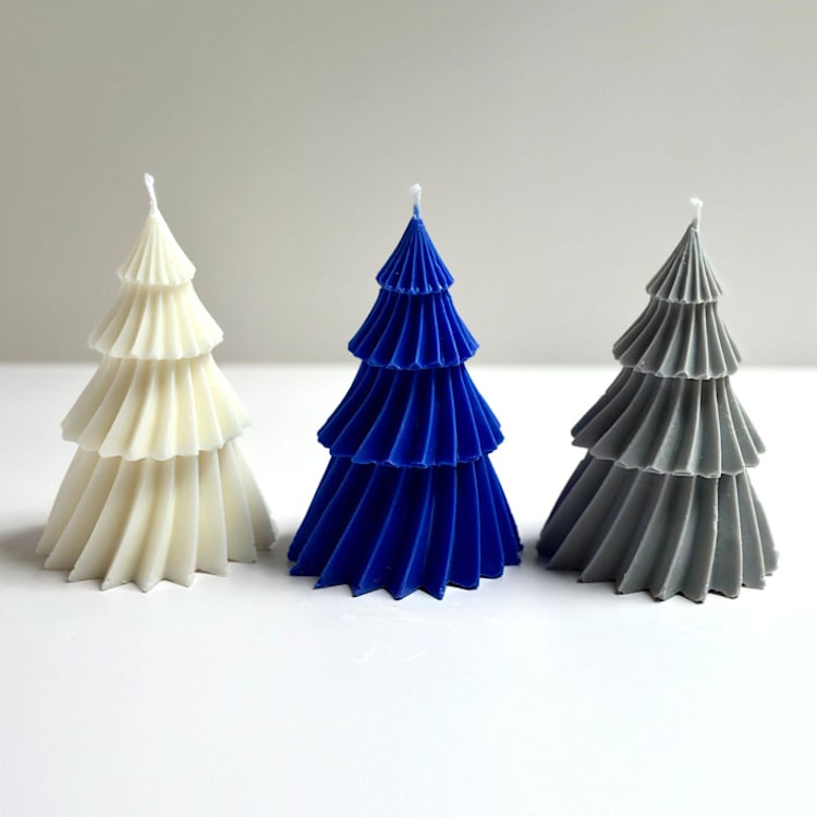 "Blue, White and Gray Spiral Tree Set" - Candles and Holders in multicolorassorted-colors by Over By The Moon