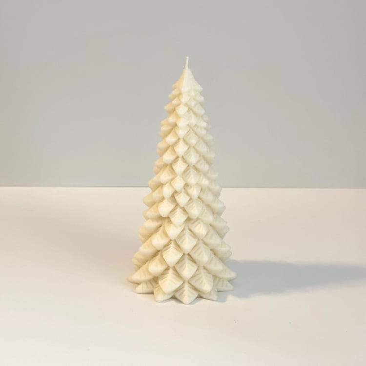 "Medium White Christmas Tree Candle" - Candles and Holders in white by Over By The Moon