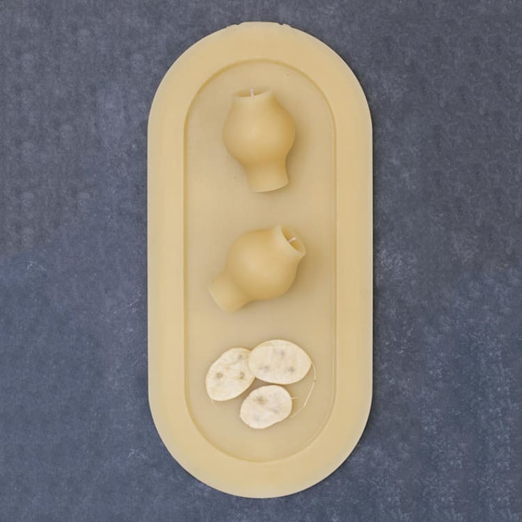"Natural Wax Tray" - Candles and Holders in yellow by Danielle Gaito