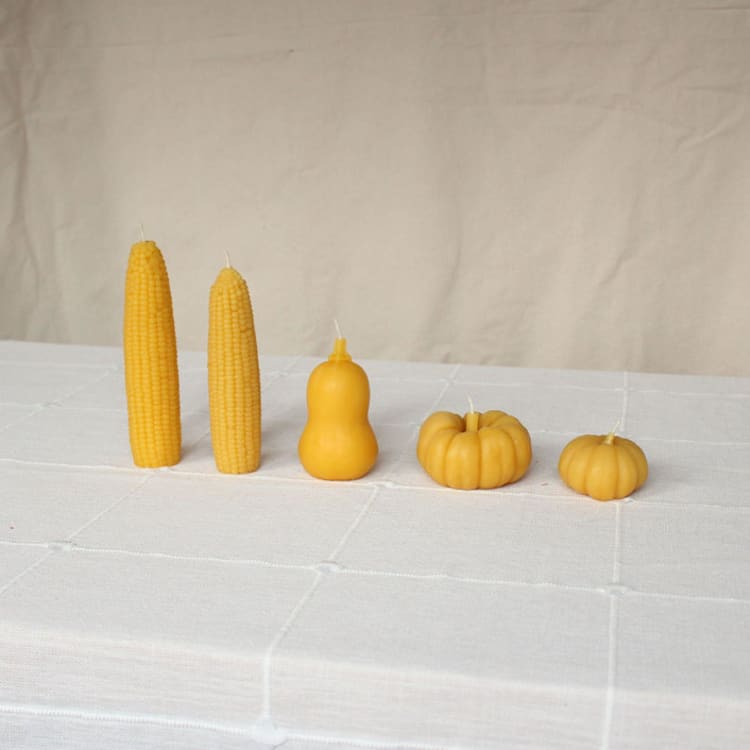"Sweet Maiz - Harvest Table Bundle Beeswax Candles" - Candles and Holders in yellow by Happy Organics