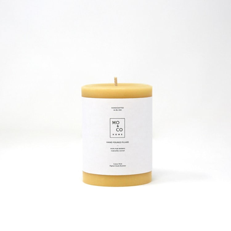 "3x4 Inch, Natural Gold, Beeswax Pillar Candle" - Candles and Holders in gold by MoAndCo Home