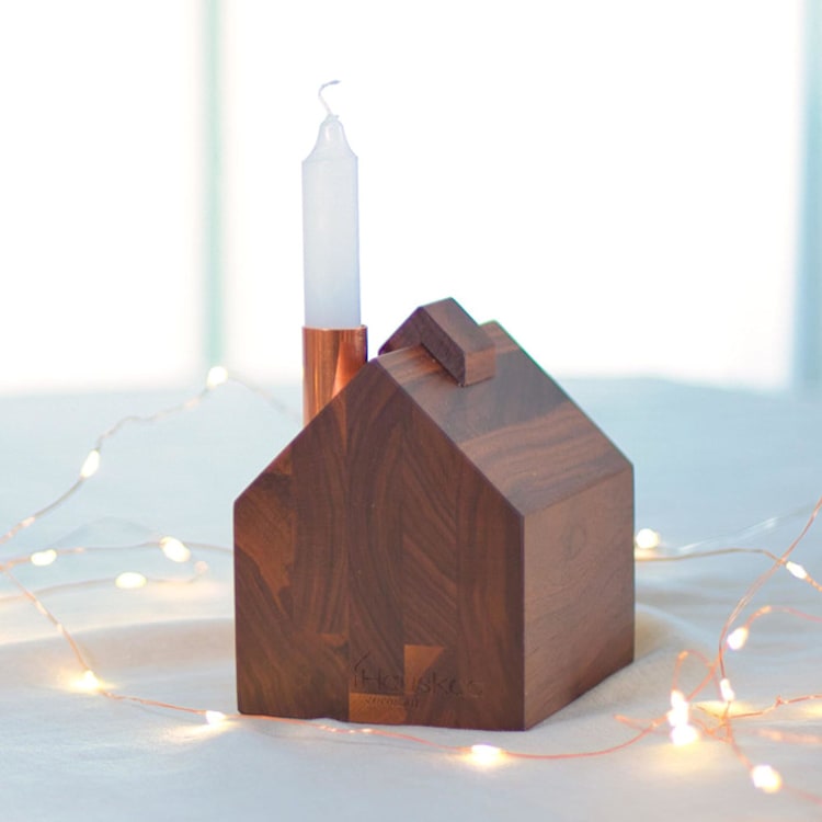 "Modern Barn Candle Holder from Vermont" - Candles and Holders in brown by Ann Nygard