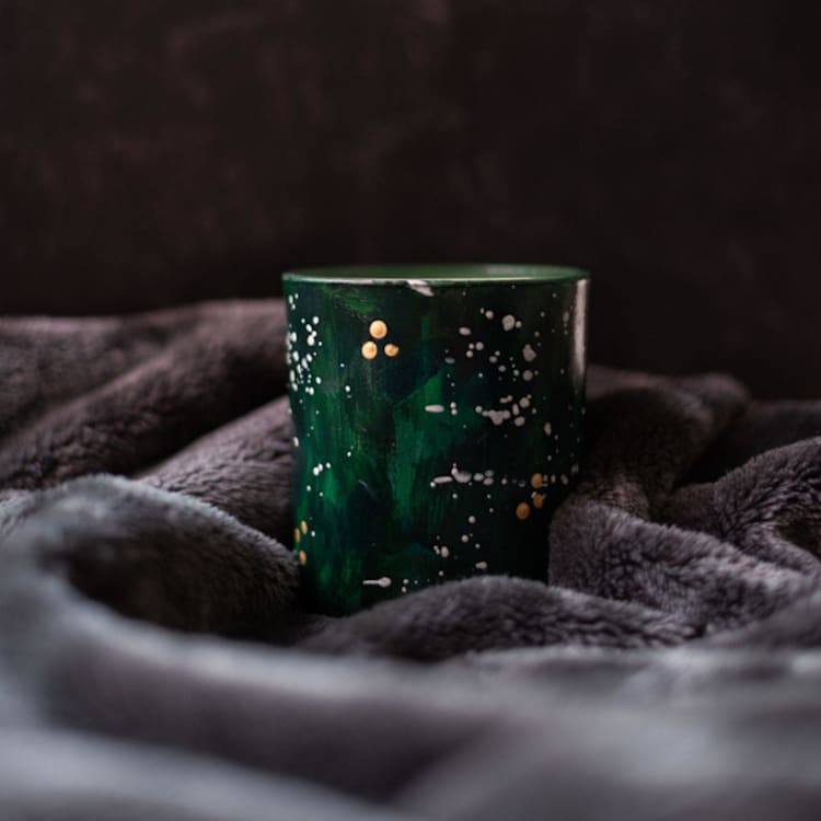 "Hand painted candles - Green" - Candles and Holders in green by Jocelyn Elizabeth