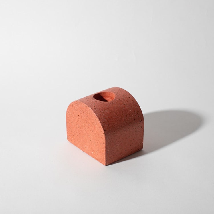 "Coral Terrazzo Block Candlestick Holder, Arch" - Candles and Holders in red by Pretti.Cool