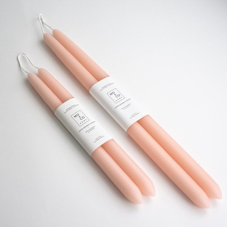 "10 Inch, Pink Rose, Dipped Beeswax Taper Candles" - Candles and Holders in pink by MoAndCo Home