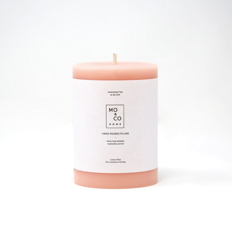 "3x4 Inch, Pink Rose, Beeswax Pillar Candle" - Candles and Holders in pink by MoAndCo Home