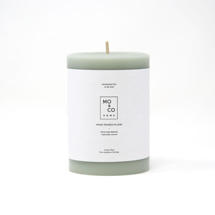 "3x4 Inch, Eucalyptus, Beeswax Pillar Candle" - Candles and Holders in green by MoAndCo Home