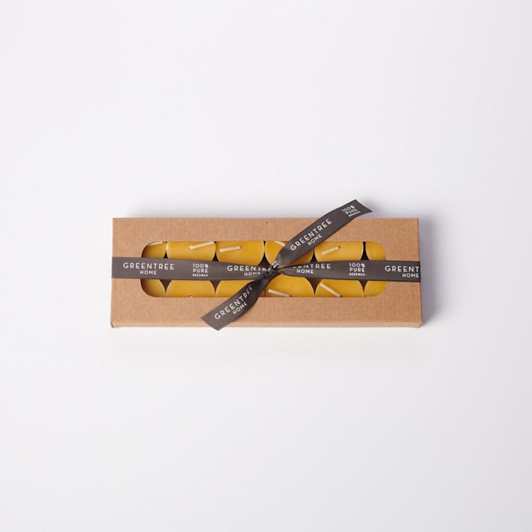 "Tea Lights 100% Beeswax (set of 12) - Natural" - Candles and Holders in natural by Jessie Green
