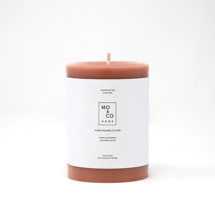 "3x4 Inch, Terra Cotta, Beeswax Pillar Candle" - Candles and Holders in brown by MoAndCo Home