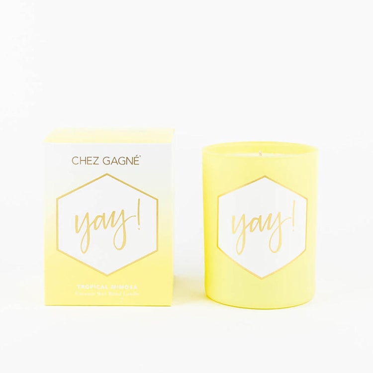"Yay! - Painted Candle in Gift Box" - Candles and Holders in yellow by Chez Gagné