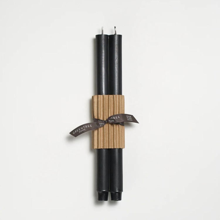 "12" Church Taper 100% Beeswax (pair) - Black" - Candles and Holders in black by Jessie Green