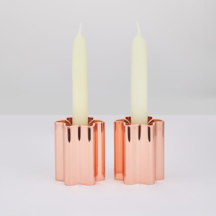 "Candle Holders - Rose Gold" - Candles and Holders in copper by Leadoff Studio