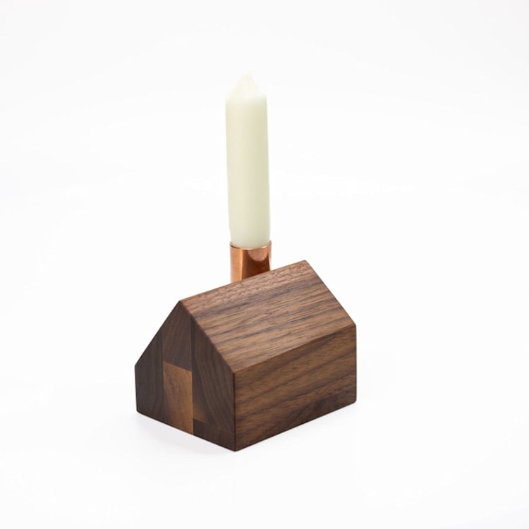 "Saltbox" - Candles and Holders in brown by Ann Nygard