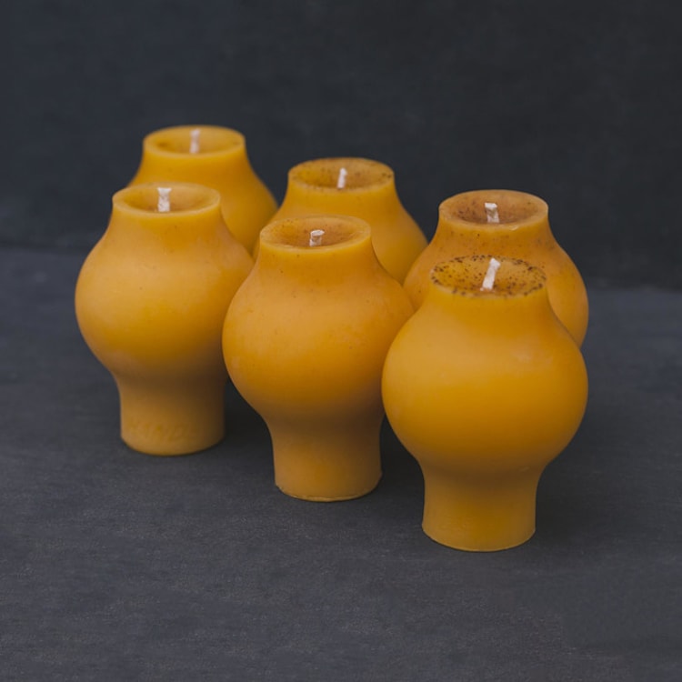 "Orange Orb Set" - Candles and Holders in orange by Danielle Gaito