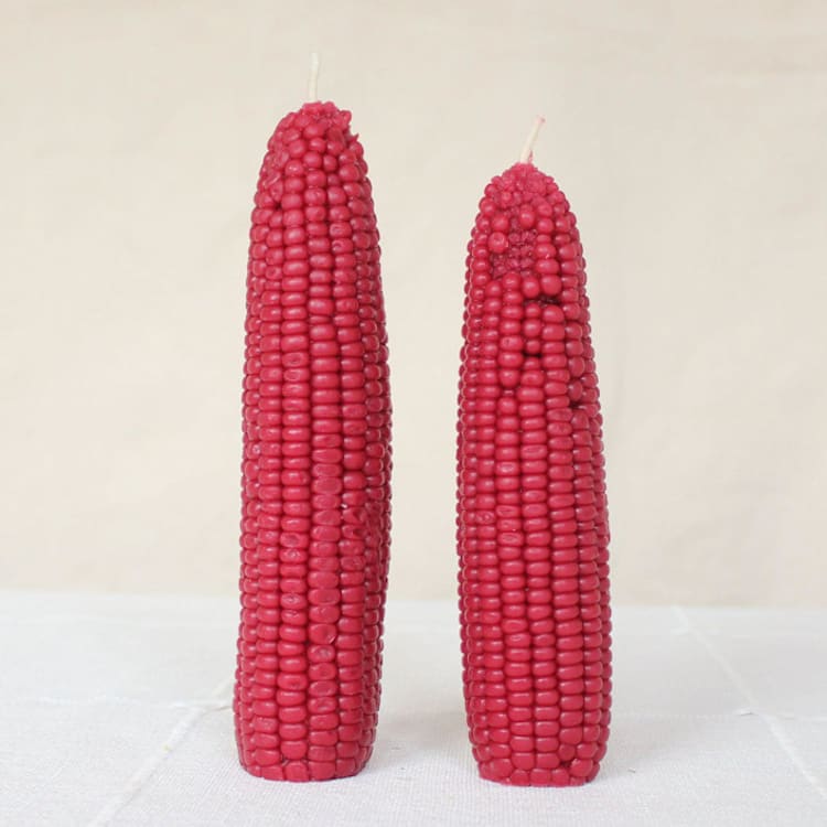 "Pomegranate - Corn Beeswax Candle Set" - Candles and Holders in red by Happy Organics