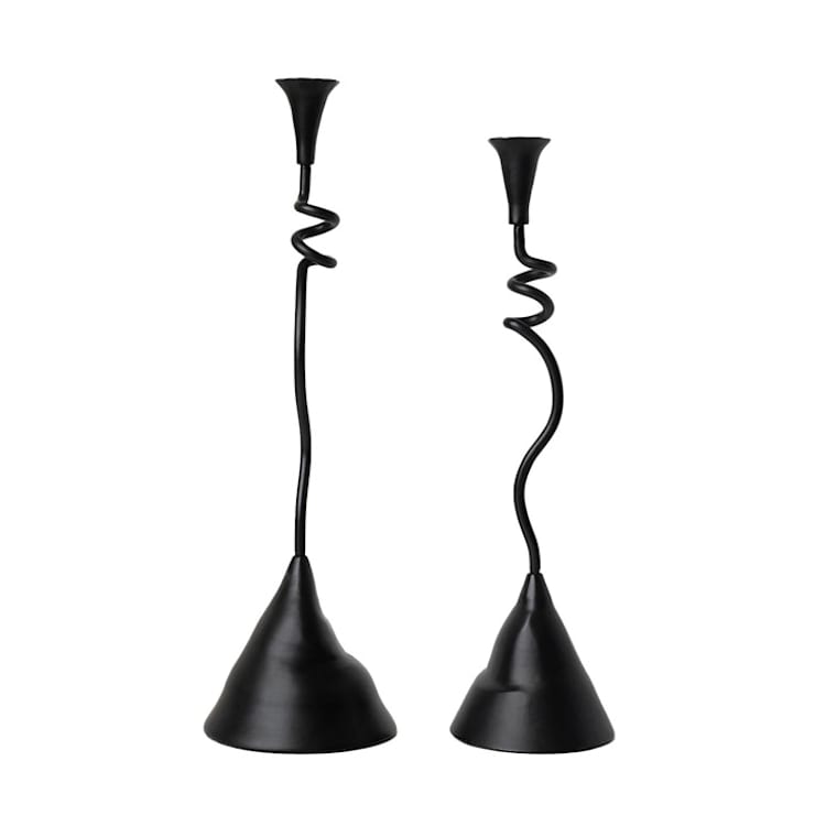 "Winding Taper Candle Holders, Set of Two" - Candles and Holders in black by HOUSE of REVELRY