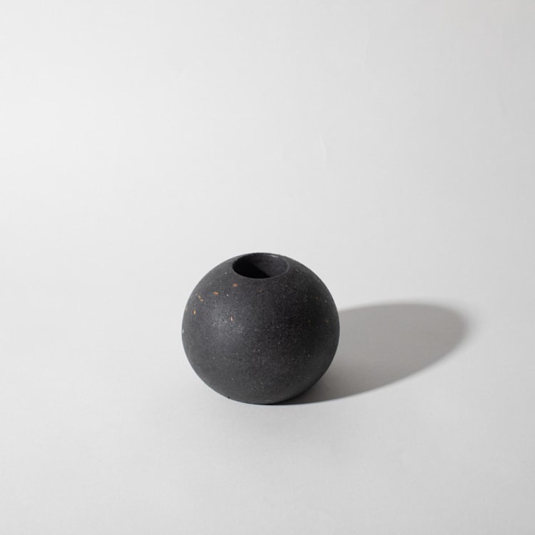 "Black Terrazzo Block Candlestick Holder, Sphere" - Candles and Holders in black by Pretti.Cool