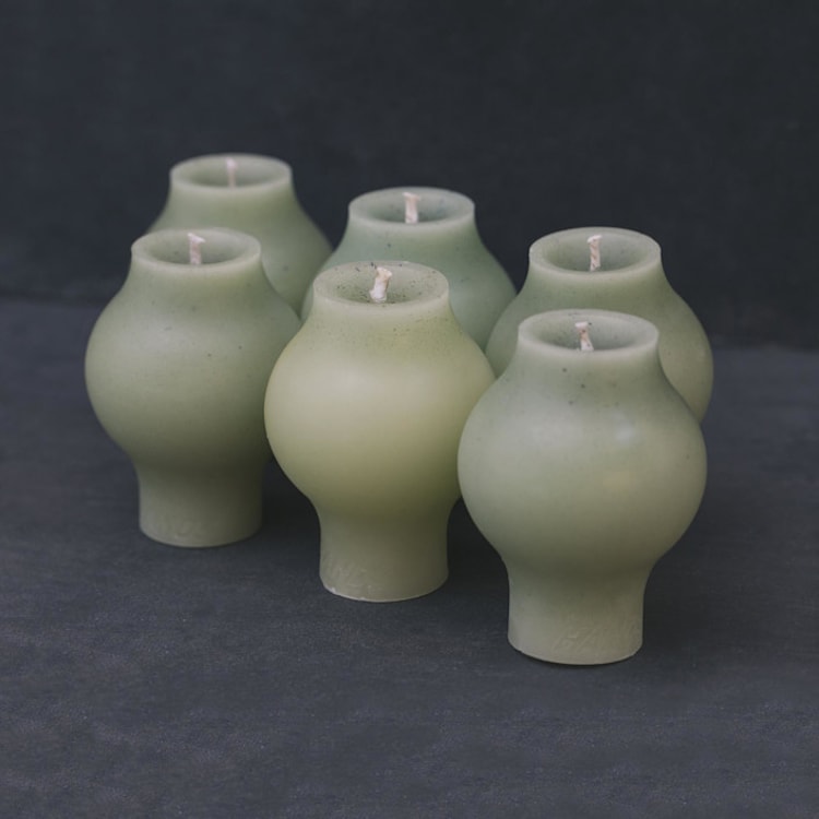 "Spring Green Orb Set" - Candles and Holders in green by Danielle Gaito