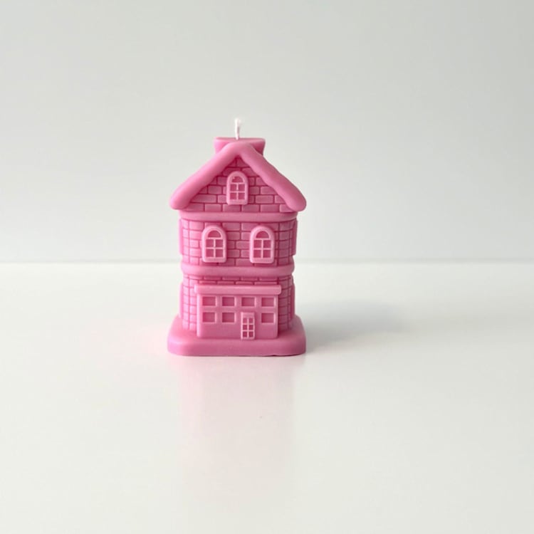 "Pink House Candle" - Candles and Holders in pink by Over By The Moon