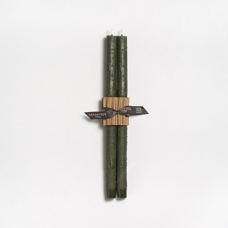 "13" Elderberry Tree Twig Tapers 100% Beeswax (pair) - Antique" - Candles and Holders in green by Jessie Green