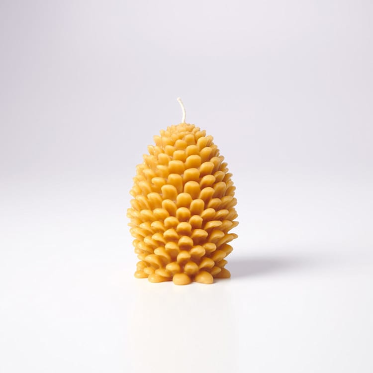 "Jumbo Cone 100% Beeswax Sculptural Candle - Natural" - Candles and Holders in natural by Jessie Green