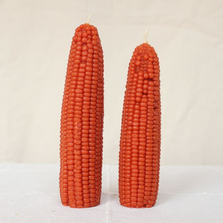 "Maple Leaf - Corn Beeswax Candle Set" - Candles and Holders in orange by Happy Organics
