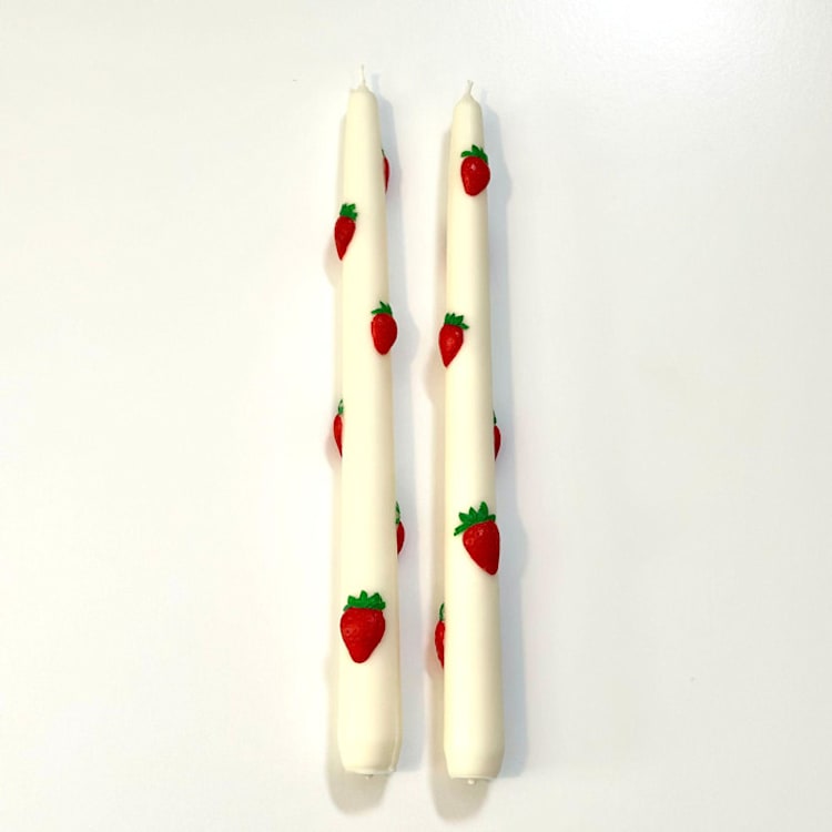 "White Strawberry Tapers" - Candles and Holders in multicolor by Over By The Moon