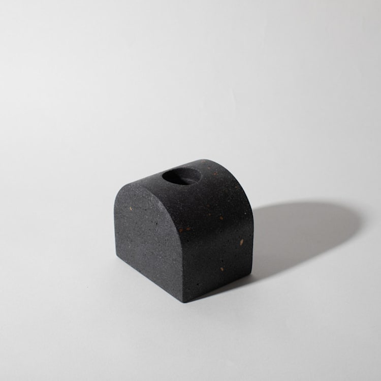"Black Terrazzo Block Candlestick Holder, Arch" - Candles and Holders in black by Pretti.Cool