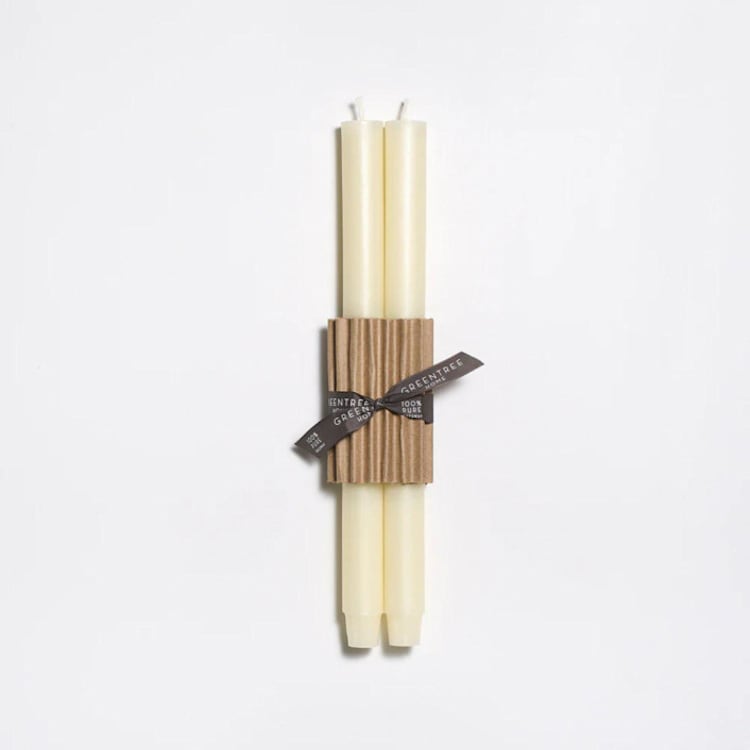 "12" Church Taper 100% Beeswax (pair) - Cream" - Candles and Holders in white by Jessie Green