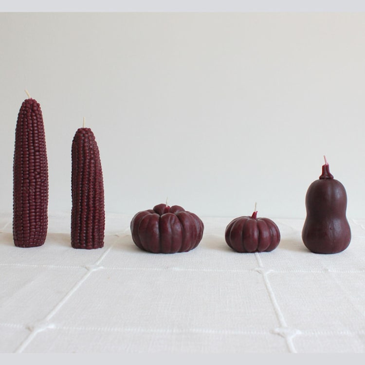 "Mulberry - Harvest Table Bundle Beeswax Candles" - Candles and Holders in purple by Happy Organics